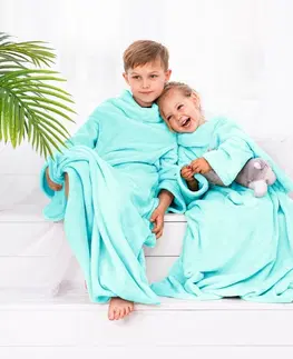 Dětské deky Decoking Deka s rukávy Lazy Kids tyrkysová, 90 x 105 cm