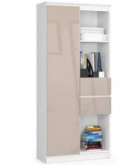 Šatní skříně Ak furniture Skříň Rexa II 80 cm bílá/cappuccino