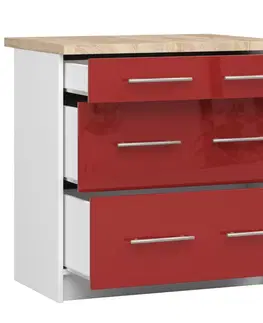 Kuchyňské dolní skříňky Ak furniture Kuchyňská skříňka Olivie S 80 cm 3S bílo-červená
