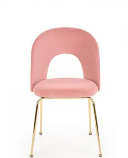 Židle HALMAR Jídelní židle Sibyla světle růžová/zlatá