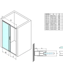 Sprchové kouty GELCO SIGMA SIMPLY CHROM Dveře do niky 1200 sklo BRICK, GS4212 GS4212