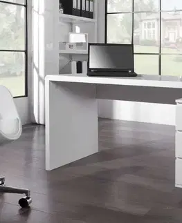 Psací stoly LuxD Kancelářský stůl Barter 160cm bílý vysoký lesk