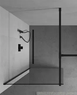 Sprchové zástěny MEXEN/S Kioto Sprchová zástěna WALK-IN 140 x 75 cm, transparent, černá 800-140-202-70-00-075