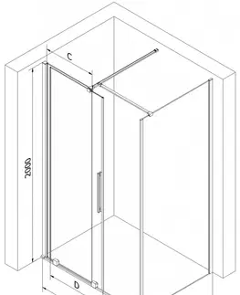 Sprchové kouty MEXEN/S Velar sprchový kout 150 x 85, transparent, černá 871-150-085-01-70