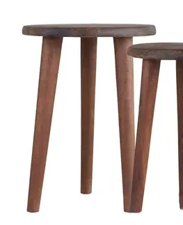Stoličky 2ks retro dřěvěná stolička Grimaud Unique - Ø26*34/ Ø22*30cm Chic Antique 41059100 (41591-00) antik