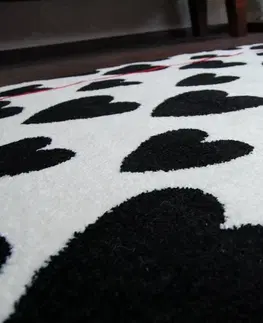 Koberce a koberečky Dywany Lusczow Kusový koberec SKETCH SEAN bílý / černý - srdce, velikost 140x190