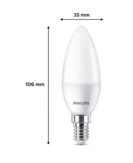 LED žárovky Philips Philips LED svíčka E14 4,9W 470m 2 700K matná 6ks