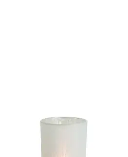 Svícny Bílý skleněný svícen na čajovou svíčku s motivem jehličí M - Ø 10*12,5 cm J-Line by Jolipa 81865