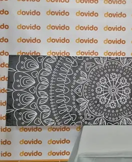 Černobílé obrazy Obraz ručně kreslená Mandala v černobílém provedení