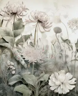 Samolepící tapety Samolepící tapeta květiny zahalené přírodou s béžovým kontrastem