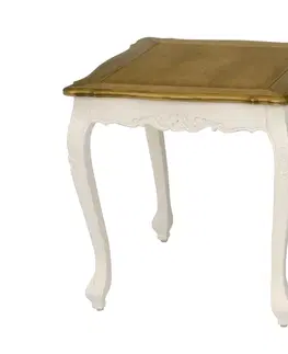 Luxusní a designové příruční stolky Estila Provence příruční stolek Preciosa ve smetanově bílém barvě s hnědou vrchní deskou 60cm