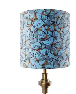 Stolni lampy Stolní lampa bronzový sametový odstín motýl design 40 cm - Diverso