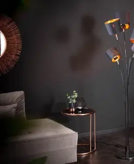Luxusní designové závěsné lampy Estila Designové stojící svítidlo s nastavitelnými rameny Levels černá zlatá 178cm