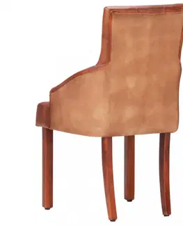 Židle Jídelní křeslo 6 ks pravá kůže Dekorhome Hnědá