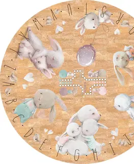 Korkové koberce Dětské koberce pro holky z korku - akvarelová zvířátka s abecedou