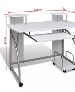 PC stoly Počítačový stůl DTD / kov Dekorhome Hnědá