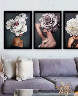 Obrazy Hanah Home Sada obrazů Květinový závoj 35x45 cm 3 ks