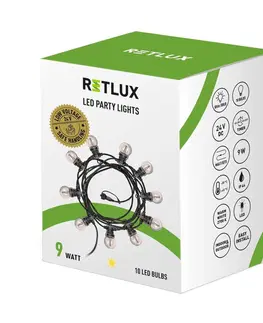 Zahradní lampy Retlux RGL 115 Party řetěz s žárovkami, 10x LED žlutá, 5+3 m