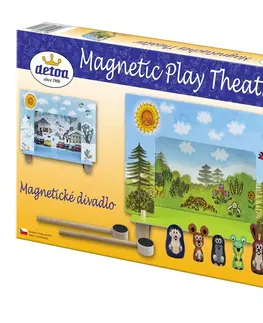 Dřevěné hračky Detoa Magnetické divadlo Krtek, dřevěné figurky, 33 x 23 x 3,5 cm