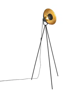 Stojaci lampy Stojací lampa černá se zlatým stativem 154,4 cm - Magnax Eco