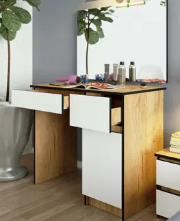 Toaletní stolky Ak furniture Kosmetický stolek se zrcadlem P-2/SL I dub craft/bílý pravý