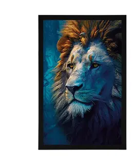 Vládci živočišné říše Plakát modro-zlatý lev