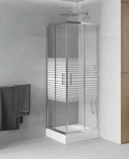Sprchové vaničky MEXEN/S Rio čtvercový sprchový kout 70 x 70, dekor, chrom + vanička Rio 860-070-070-01-20-4510
