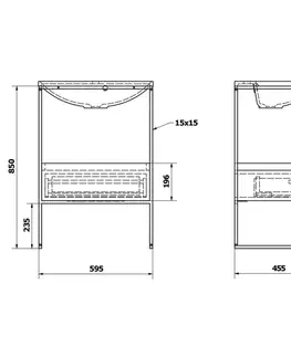 Koupelnový nábytek Sapho SKA konzole pod umyvadlo se zásuvkou 600x850x460mm, černá mat/bílá lesk SKA601