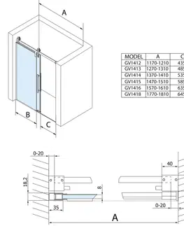 Sprchové kouty GELCO VOLCANO CHROM Sprchové dveře do niky 1800, čiré sklo, GV1018 GV1018
