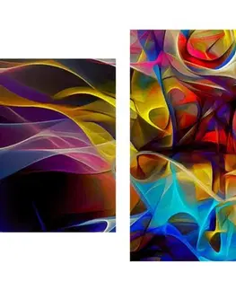Abstraktní obrazy 5-dílný obraz abstraktní barevný chaos