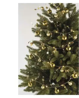 LED osvětlení na baterie EMOS LED vánoční girlanda – zlaté koule s hvězdami, 1,9 m, 2x AA, vnitřní, teplá bílá, časovač DCGW11