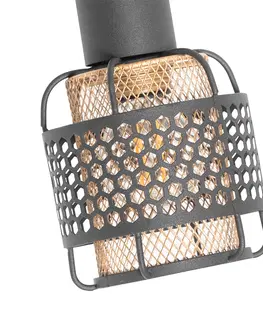 Bodova svetla Designové stropní svítidlo černé se zlatým 4-světelným podlouhlým - Noud