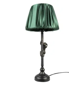 Lampy Stolní lampa s opičkou a zeleným stínidlem - Ø25*55 cm / E27 Clayre & Eef 6LMC0055
