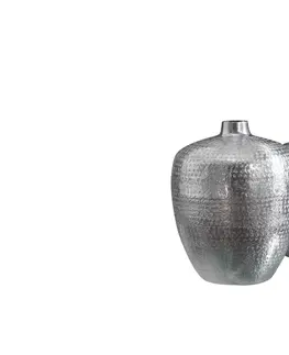 Luxusní a designové vázy a láhve Estila Orientální set dvou kovových váz Retrivee se stříbrným kladívkovým povrchem 33cm
