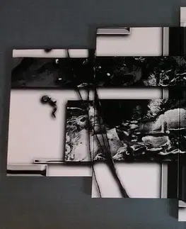 Černobílé obrazy 5-dílný obraz luxusní abstrakce v černobílém provedení