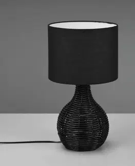 Stolní lampy Reality Leuchten Stolní lampa Sprout, ratan a textil, černá