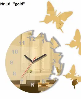 Nástěnné hodiny Nalepovací hodiny na zeď s motivem motýlů