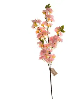 Květiny Umělá kvetoucí větev růžová, 100 cm