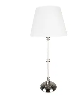 Lampy Stříbrná stolní lampa s bílým stínidlem - Ø 18*44 cm E27/max 1*60W Clayre & Eef 6LMC0068