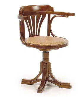Designové a luxusní židle do pracovny a kanceláře Estila Luxusní otočná ratanová židle RATTAN s područkami z masivního hnědého dřeva