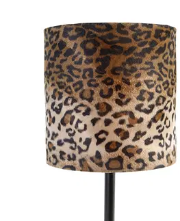 Stolni lampy Moderní stolní lampa černá se stínidlem leopard 25 cm - Simplo