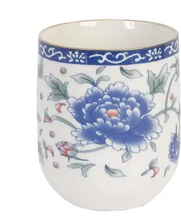 Hrnky a šálky Kalíšek na čaj modrý dekor kytička -pr 6*8 cm Clayre & Eef 6CEMU0008