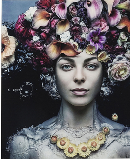 Fotoobrazy KARE Design Skleněný obraz Flower Art Lady 120×120cm