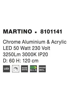 LED lustry a závěsná svítidla NOVA LUCE závěsné svítidlo MARTINO chromovaný hliník a akryl LED 50W 230V 3000K IP20 8101141