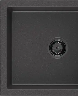 Sifony k pračkám MEXEN/S Leo granitový dřez 1 s odkapávačem 900x500 mm, černá kropenatá,+ sifon grafit 6501901010-76-B