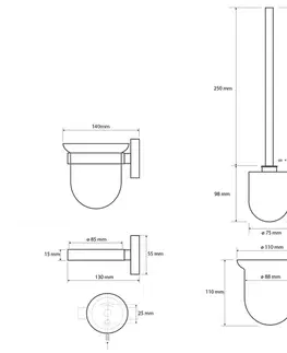 WC štětky SAPHO X-STEEL WC štětka závěsná, mléčné sklo, nerez mat XS301