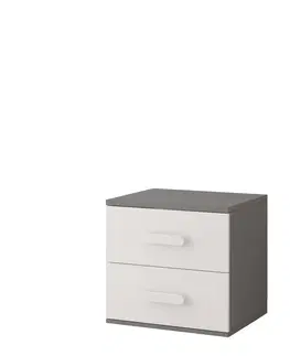 Dětský nábytek Idzczak Meble Noční stolek SMYK 55 cm šedá/bílá, varianta limetkové úchytky