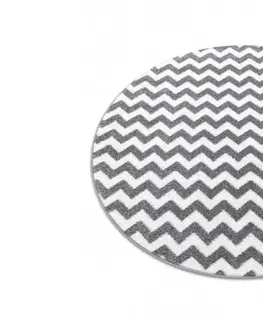 Koberce a koberečky Dywany Lusczow Kulatý koberec SKETCH JACK šedý / bílý - Cikcak, velikost kruh 100