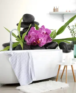Samolepící tapety Samolepící tapeta fialová orchidej v Zen zátiší