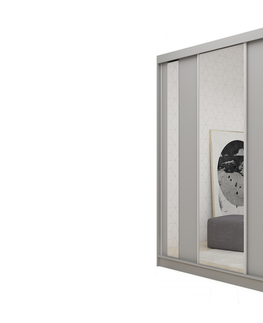 Komody Expedo Skříň s posuvnými dveřmi a zrcadlem GAJA + Tichý dojezd, 180x216x61, grafit